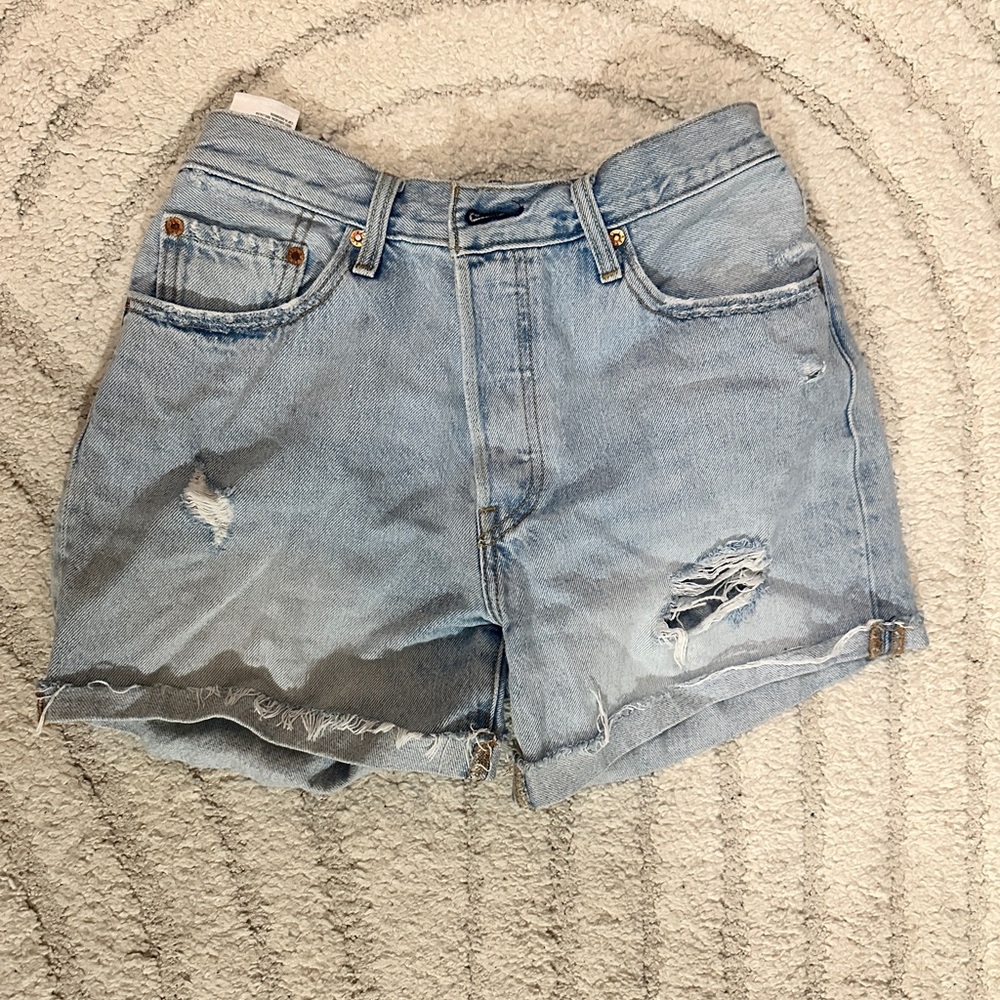 Levi's Light Blue Distressed Jean Shorts